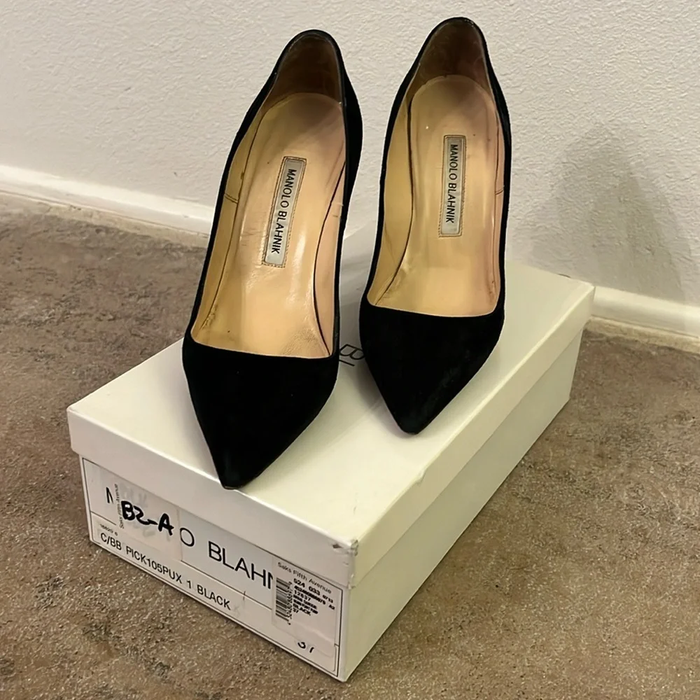 Black Suede Manolo Blahnik - Picture 1 of 2